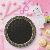 Assiettes En Carton Elégant or et motif noir (Fête)