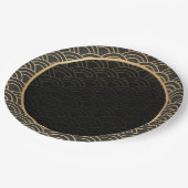 Assiettes En Carton Elégant or et motif noir (Angle)