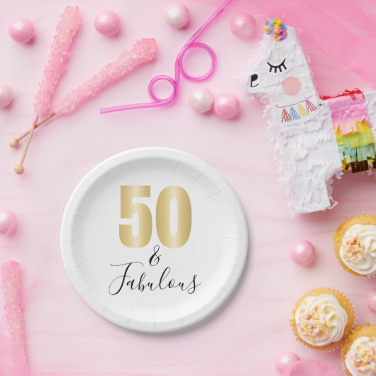 Assiettes En Carton Elégant or et noir 50 et Fabulous (Fête)