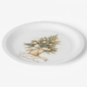 Assiettes En Carton Elégant or Joyeux arbre de Noël Aquarelle (Angle)