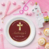 Assiettes En Carton Elégant or premier saint Merci Communion (Fête)