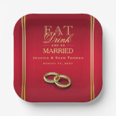 Assiettes En Carton Elégant or & rouge, Mariage   Mariage (Recto)