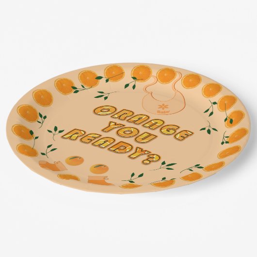 Assiettes En Carton Elégant Orange Vous Prêt Baby shower Citrus tendan (Angle)