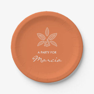 Assiettes En Carton Elégant Orchidée Simple Fleur Orange Riche Avec No