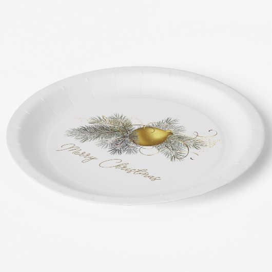 Assiettes En Carton Élégant ornement d'or de Noël (Angle)