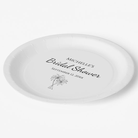 Assiettes En Carton Elégant palmiers Fête des mariées moderne Tropical (Angle)