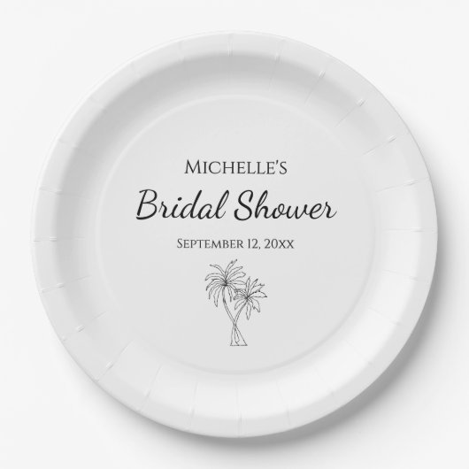 Assiettes En Carton Elégant palmiers Fête des mariées moderne Tropical (Devant)