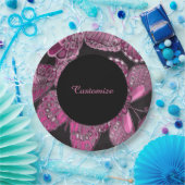 Assiettes En Carton Élégant Papier Motif rose (Fête)