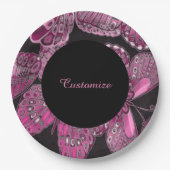 Assiettes En Carton Élégant Papier Motif rose (Devant)