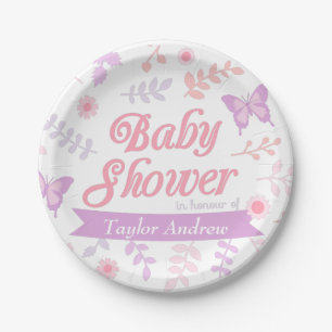 Assiettes En Carton Élégant Papillon Floral Fête de Naissance Fournitu
