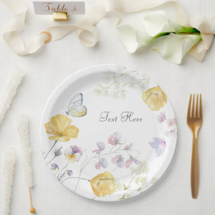 Assiettes En Carton Élégant papillon floral sauvage