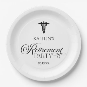 Assiettes En Carton Élégant parti de retraite Caduceus Médicale