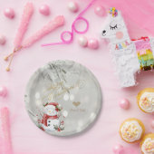 Assiettes En Carton Élégant Parties scintillant or Coeur Snowman (Fête)