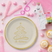 Assiettes En Carton Elégant Pastel Bone Beige Or Arbre de Noël (Fête)