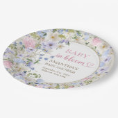 Assiettes En Carton Élégant pastel fleur sauvage rose clair (Angle)