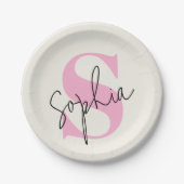 Assiettes En Carton Élégant Pastel Monogram Plaques de papier personna (Devant)