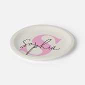 Assiettes En Carton Élégant Pastel Monogram Plaques de papier personna (Angle)