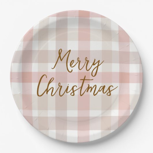 Assiettes En Carton Elegant Pastel Plaid Merry Christmas Paper Plates (Devant)