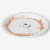 Assiettes En Carton Elegant Peach Sparkle Wedding Script Calligraphy (Angle)