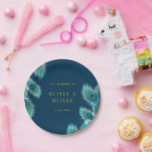 Assiettes En Carton Elégant Peacock Feathers et Mariage Or (Fête)