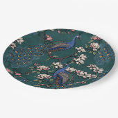 Assiettes En Carton Elégant Peacocks & Fleurs Magnolia Vert (Angle)