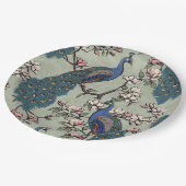 Assiettes En Carton Elégant Peacocks & Magnolia Fleurs Sage Green (Angle)