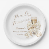Assiettes En Carton Elegant Pearls & Prosecco Bridal Shower (Devant)