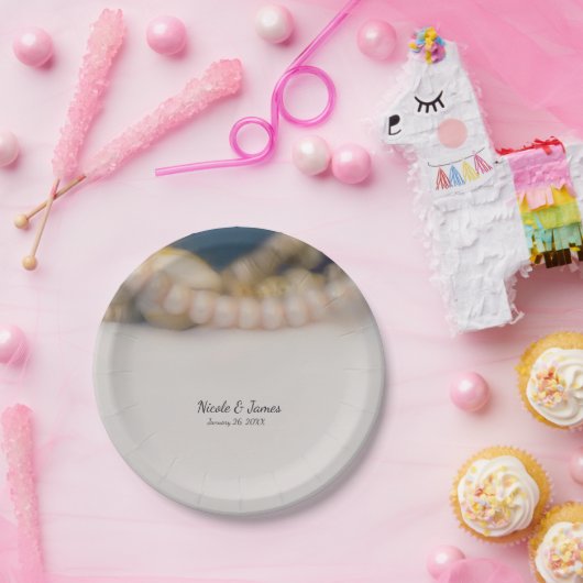 Assiettes En Carton Elégant Pearls & Sea Shells Beach Mariage (Fête)