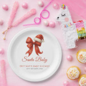 Assiettes En Carton Élégant Père Noël Baby shower Red Bow Noël (Fête)