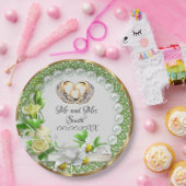 Assiettes En Carton Elégant perles Fleurs Mariage personnalisable (Fête)