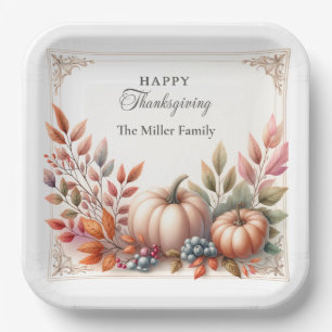 Assiettes En Carton Élégant Personnalisé, Citrouilles Bons thanksgivin