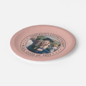 Assiettes En Carton Élégant Photo Rose Rose Or Moderne Graduation (Angle)