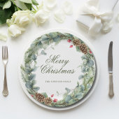 Assiettes En Carton Elégant Pin Wreath Verdure Joyeux Noël
