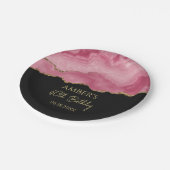 Assiettes En Carton Elegant Pink Gold Abstract Marble Design (Angle)