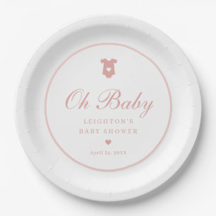 Assiettes En Carton Élégant Pink Script Girls Oh Baby shower