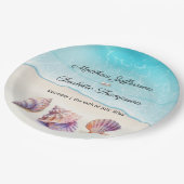 Assiettes En Carton Elégant Plage Mariage Coquillages Perles Nautiques (Angle)