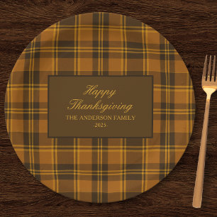 Assiettes En Carton Élégant Plaid Classique de Thanksgiving sur mesure