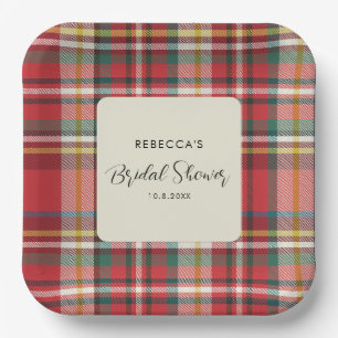 Assiettes En Carton Élégant Plaid Rustique Mariage Shower