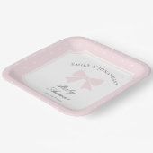 Assiettes En Carton Élégant Pois bébé rose Bow Baby shower fille (Angulaire)