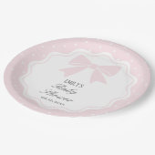 Assiettes En Carton Élégant Pois bébé rose Bow bébé fille douche (Angle)