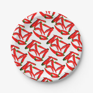 Assiettes En Carton Élégant poivron rouge vert épicé