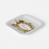 Assiettes En Carton Élégant Prince Africain Diamant Blanc (Angulaire)