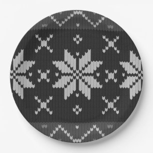 Assiettes En Carton Élégant pull de Noël Scandinave Knit noir