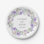Assiettes En Carton Elegant Purple Floral Wreath Wedding (Devant)