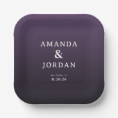 Assiettes En Carton Elegant Purple Minimalist Wedding Invitation (Recto)