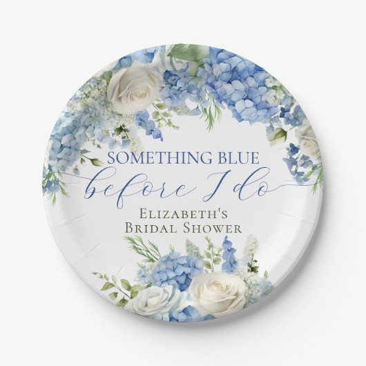 Assiettes En Carton Élégant quelque chose Blue Hydrangea Fête des mari (Devant)