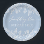 Assiettes En Carton Élégant quelque chose de bleu avant de faire Fête<br><div class="desc">Ajoutez une touche d'élégance à votre douche nuptiale avec notre Elégant Quelque chose de bleu avant de faire Plaques en papier. Ces assiettes présentent une belle couleur bleue poussiéreuse et un design charmant qui complète le thème sophistiqué de votre célébration. Le message "Quelque chose de bleu avant moi" ajoute une...</div>