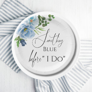 Assiettes En Carton Elégant quelque chose de bleu Fête des mariées Acc