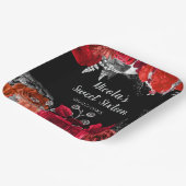 Assiettes En Carton Elegant Red and Silver Flowers Sweet Sixteen (Angulaire)