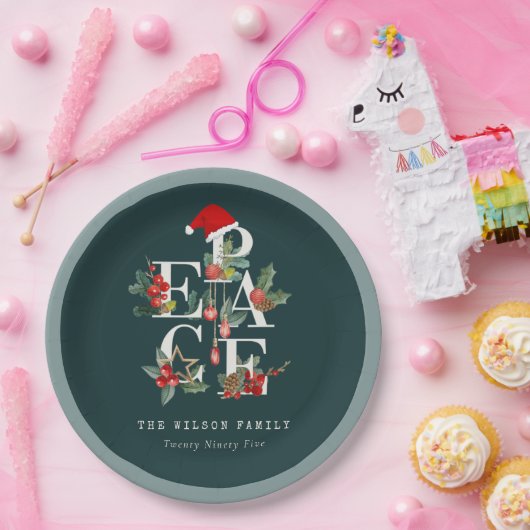 Assiettes En Carton Élégant Red Green White de Noël (Fête)